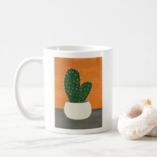 Orange and Grey Acrylic Potted Cactus Coffee Mug