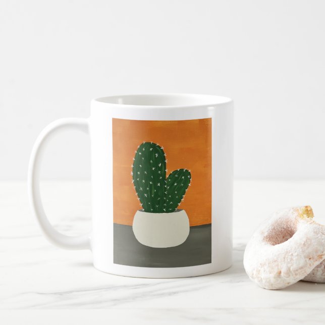  Orange and Grey Acrylic Potted Cactus Coffee Mug (With Donut)