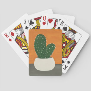 Orange and Grey Acrylic Potted Cactus Playing Cards