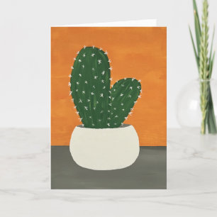 Orange and Grey Acrylic Potted Cactus Thank You Card