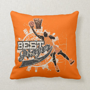 Orange and Grey Basketball American MOJO Pillow