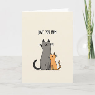 Orange And Grey Cat Mum Card