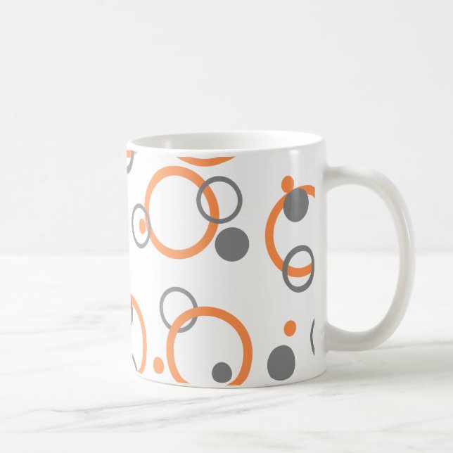 orange and grey Colourful Rings Coffee Mug (Right)