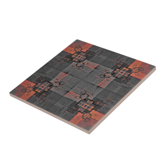 Orange and Grey Crossroads Ceramic Tile (Side)