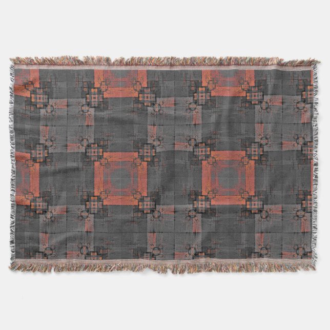 Orange and Grey Crossroads Throw Blanket (Front)