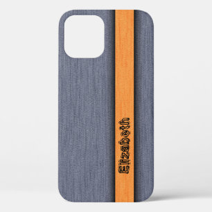 Orange and Grey Fabulous Wood Grain iPhone 12 Pro Case