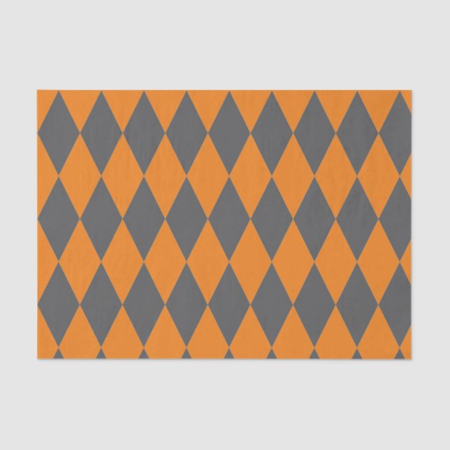 ORANGE AND GREY HARLEQUIN PATTERN Tissue Paper (Front)