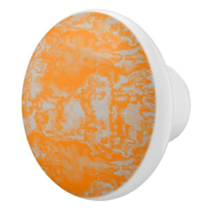 Orange and grey marble ceramic knob