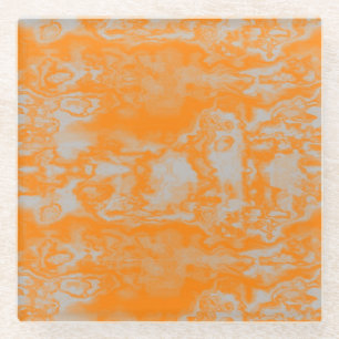 Orange and grey marble glass coaster