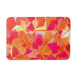 Orange and Hot Pink Abstract Bath Mat