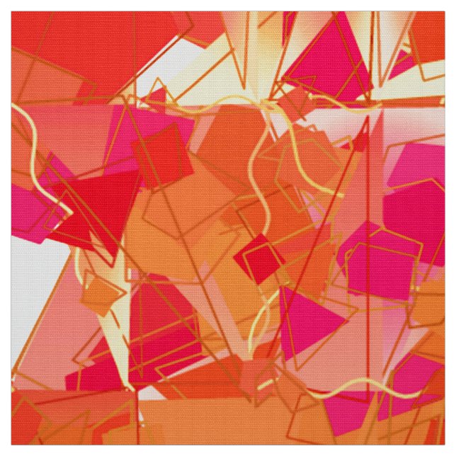 Orange and hot pink abstract fabric (Swatch)