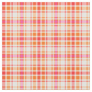 Orange and Hot Pink Fashion Plaid Fabric