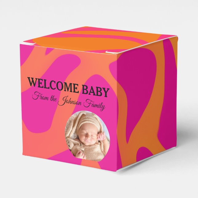 Orange and Hot Pink Gradient Favour Box (Front Side)