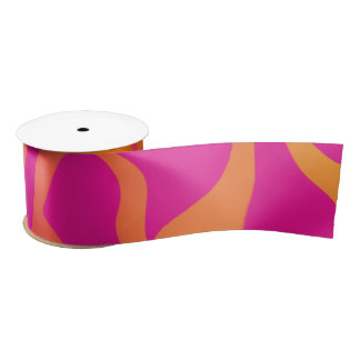 Orange and Hot Pink Gradient  Satin Ribbon