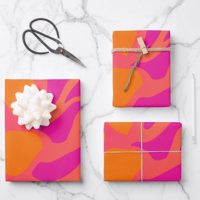 Orange and Hot Pink Photo Gradient Wrapping Paper (Front)