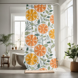 Orange and leaves decorative eye-catching  shower curtain