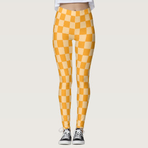 Orange and Light Orange Chequerboard Leggings