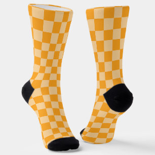 Orange and Light Orange Chequerboard Socks
