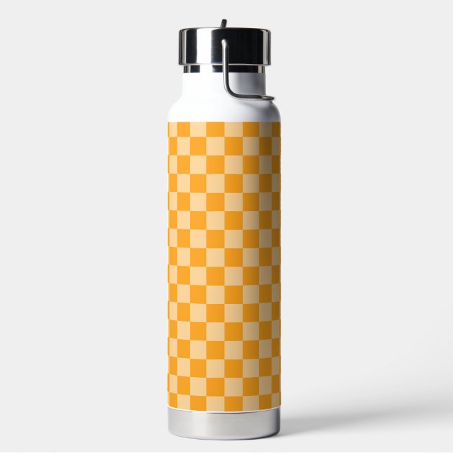 Orange and Light Orange Chequerboard Water Bottle (Left)