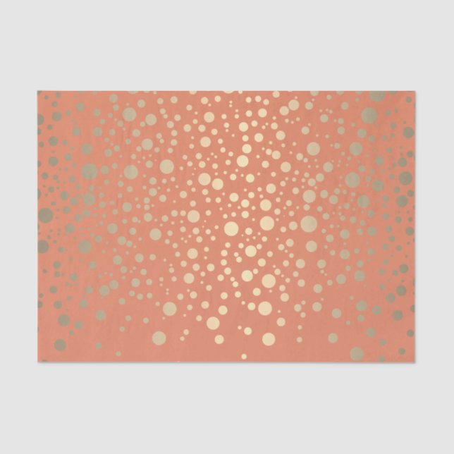 Orange and Metallic Gold Confetti Tissue Paper (Front)