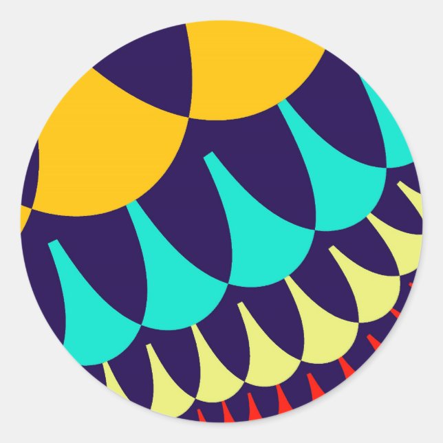 Orange and Navy Blue Scales Classic Round Sticker (Front)