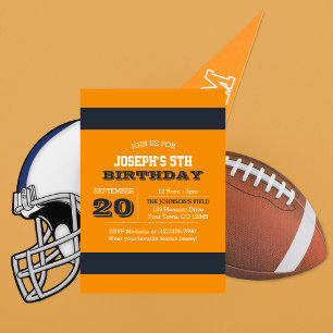 Orange and Navy Blue Team Birthday Invitation