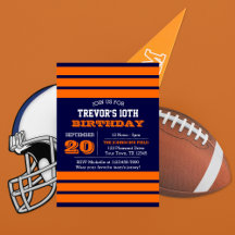 Orange and Navy Blue Team Birthday Invitation
