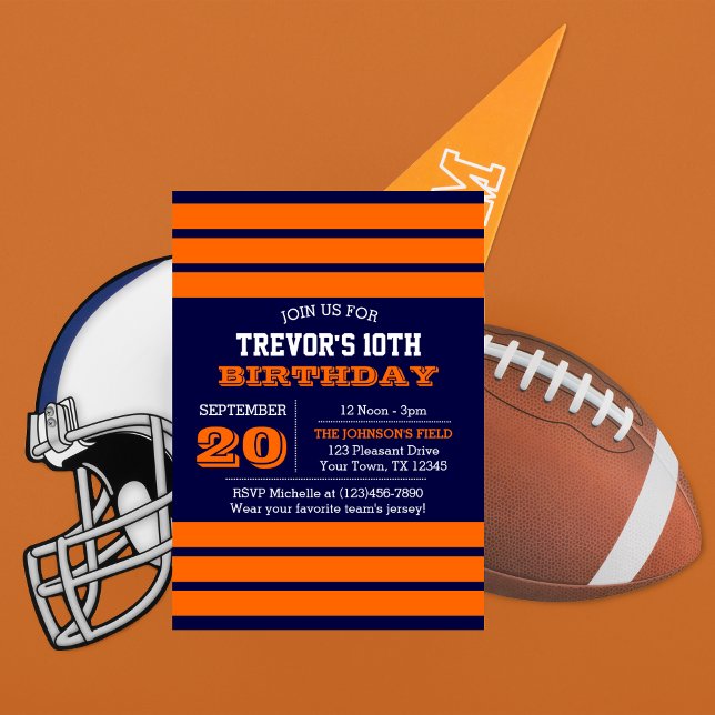 Orange and Navy Blue Team Birthday Invitation (Creator Uploaded)