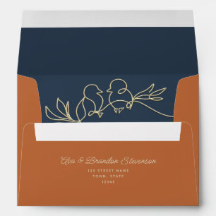 Orange and Navy Blue Wedding Envelope
