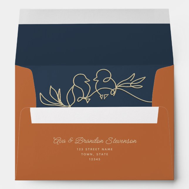 Orange and Navy Blue Wedding Envelope (Back (Bottom))