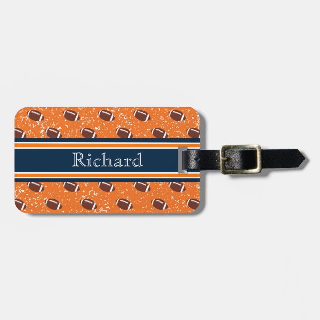 Orange and Navy Luggage Tag (Front Horizontal)