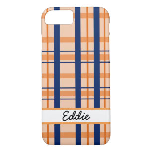 Orange and Navy Plaid iPhone 8/7 Case