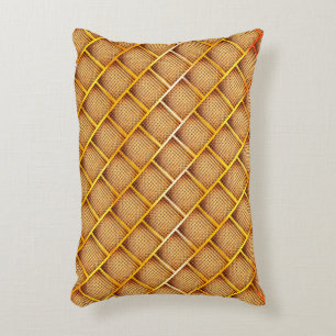 Orange and ochre squares with abstract chess throw decorative cushion