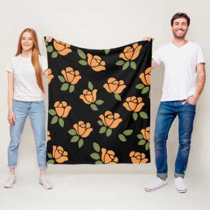 Orange and Olive Green Fleece Blanket