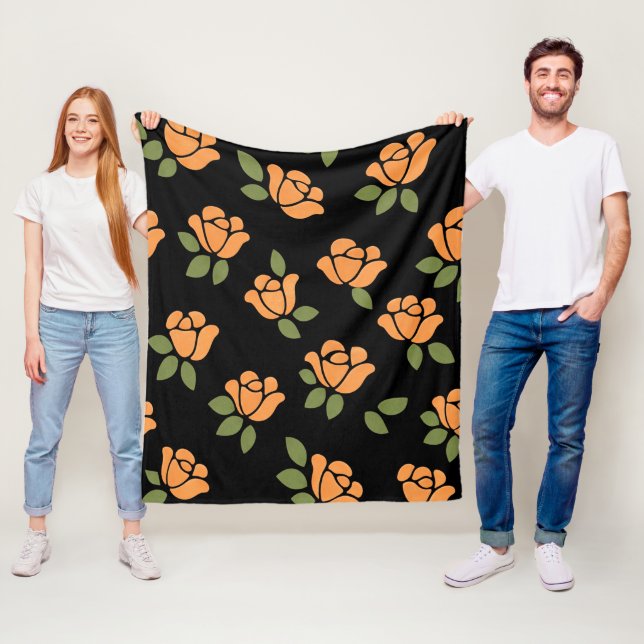 Orange and Olive Green Fleece Blanket (In Situ)