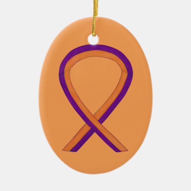 Orange and Orchid Awareness Ribbon Art Ornaments (Front)