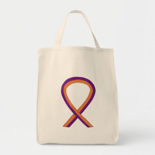 Orange and Orchid Awareness Ribbon Art Tote Bag