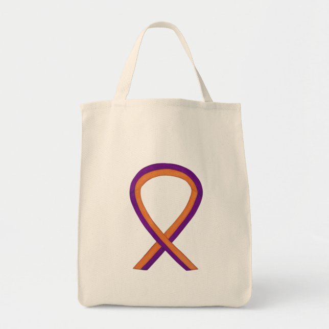 Orange and Orchid Awareness Ribbon Art Tote Bag (Front)