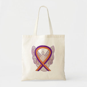 Orange and Orchid Awareness Ribbon Art Tote Bag