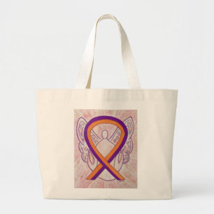 Orange and Orchid Awareness Ribbon Art Tote Bag