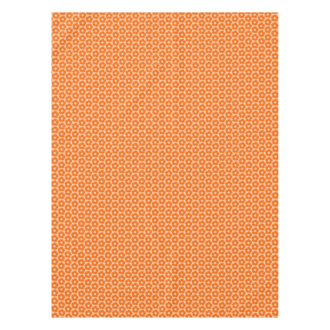 Orange and Peach Retro 60s Floral Pattern  Tablecloth (Front)