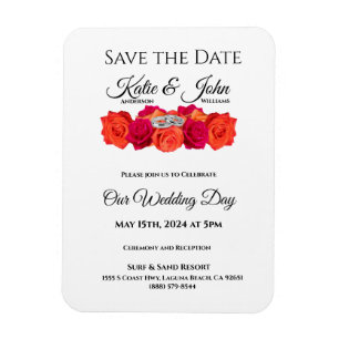 Orange and Pink-Blossoms-Save the Date- Magnet