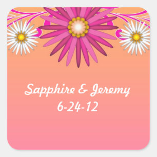 Orange and Pink Bright Floral Stickers