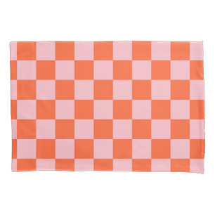 Orange and Pink Checkerboard Pattern Pillowcase