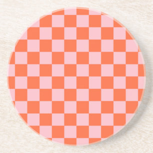 Orange and Pink Chequerboard Pattern Coaster