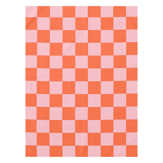 Orange and Pink Chequerboard Pattern Tablecloth (Front)