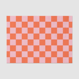 Orange and Pink Chequerboard Pattern Tissue Paper