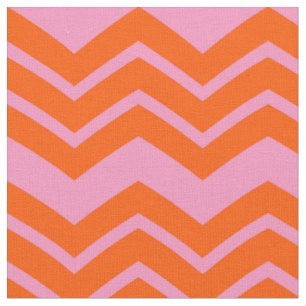 Orange and Pink Chevron Pattern Design Fabric