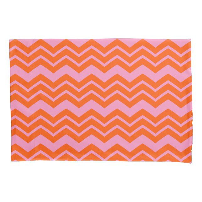 Orange and Pink Chevron Pattern Design  Pillowcase (Front)
