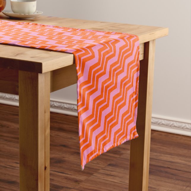 Orange and Pink Chevron Pattern Design  Short Table Runner (In Situ)